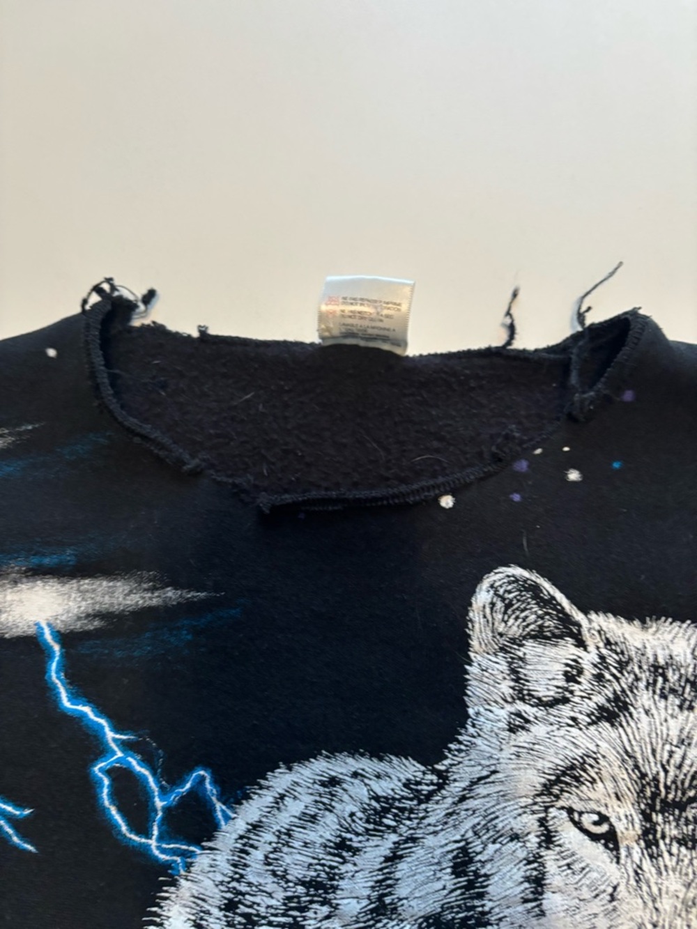 Vintage Lago 93 Jeff deweerd lighting wolf nature design crewneck (repaired neck - Picture 5 of 10